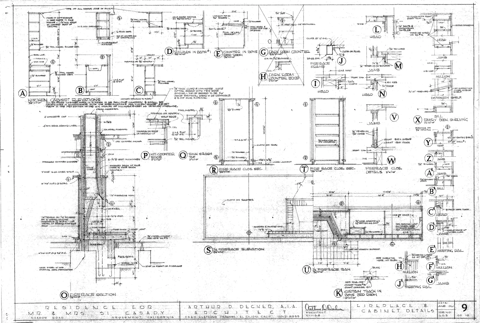 Fireplace section, detail from Decker's sheet 9