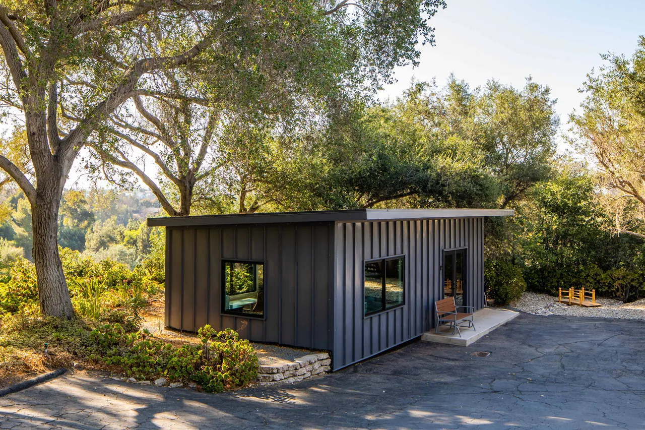The office addition set into the hillside